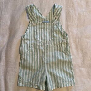 Bella Bliss Striped Green Kids Overalls